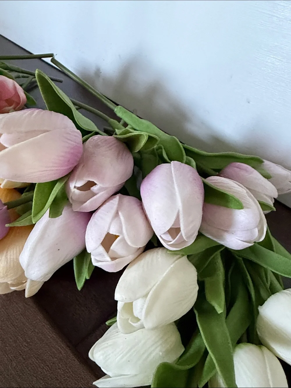 40 Artificial Tulips - Pink, White & Cream Home Accent